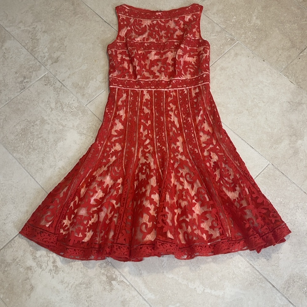 Tadashi Shoji Elegant Red Lace Dress
